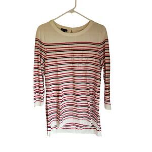 NWT Talbots Talbots Three-quarter-sleeve Pointelle Striped Sweater Size M